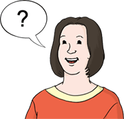 Illustration Frau mit Sprechblase und Fragezeichen darin