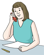 Illustration Frau am Telefon