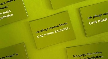 postkarte ich pflege meinen mann und meine kontakte