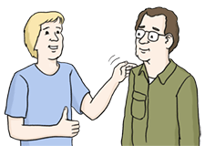 Illustration ein Mann klopft einem anderen anerkennend auf die Schulter