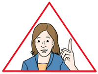 Illustration Frau in einem Achtung-Schild