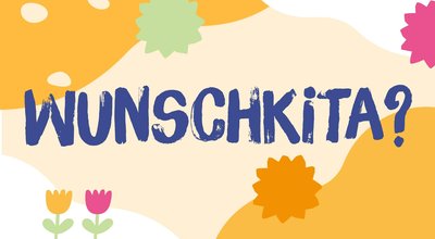 Abstrakter Hintergrund mit geschwungenen Elementen, Text: Wunschkita